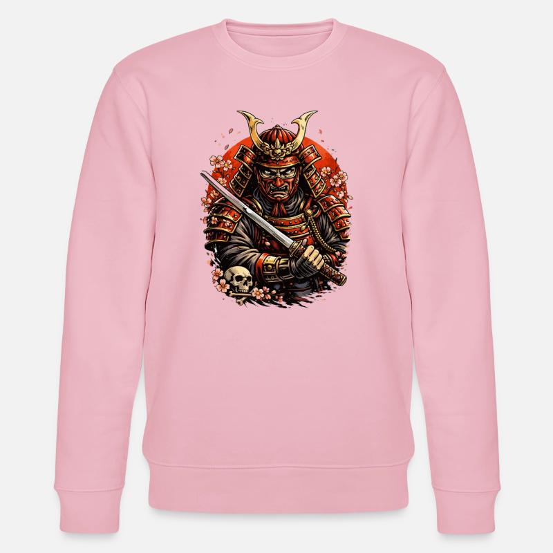Samurai with cherry blossoms and skull - Stanley/Stella CHANGER Unisex Organic Sweatshirt - cotton pink