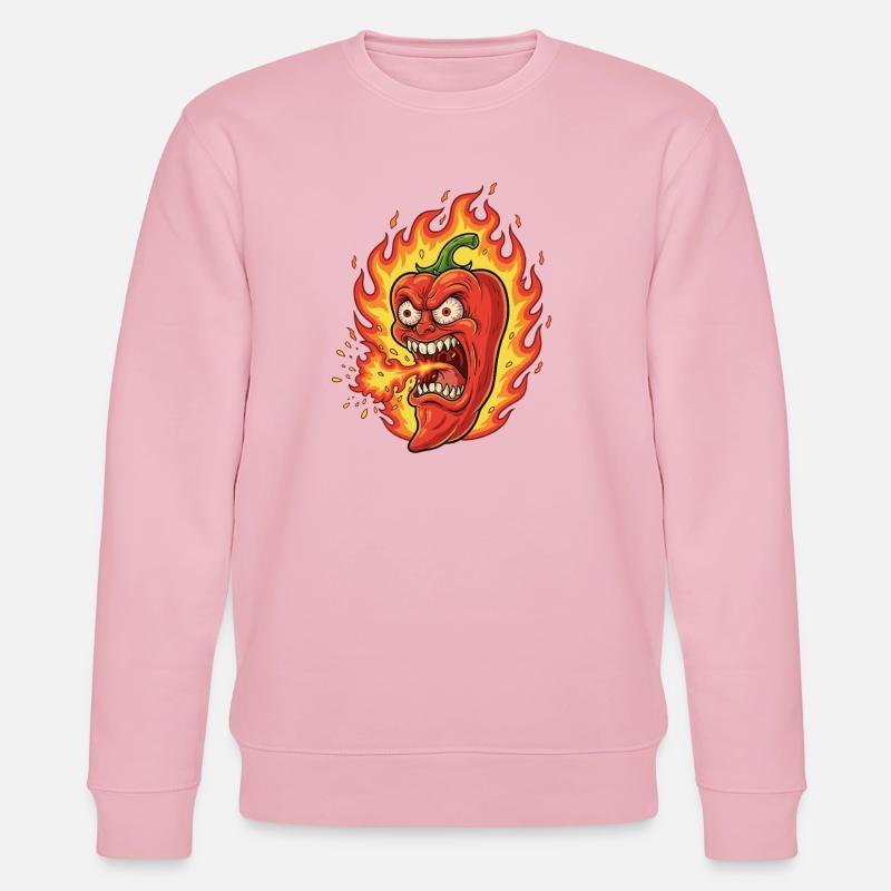 Flammenpeperoni Wütendes Gesicht - Stanley/Stella Unisex Bio-Sweatshirt CHANGER  - Hellrosa