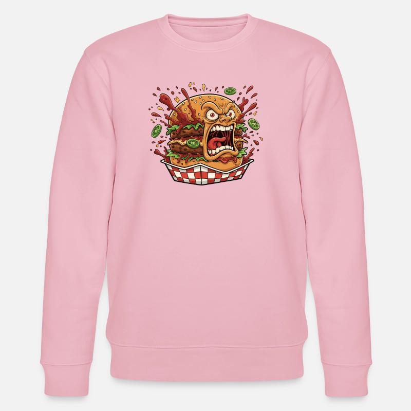 Éclaboussure de burger en colère - Sweat bio CHANGER Stanley/Stella Unisexe - rose pâle