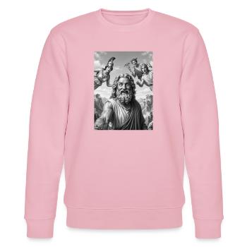 Zeus Selfie mit den Göttern - Stanley/Stella Unisex Bio-Sweatshirt CHANGER  - Hellrosa - Vorne - Jaron (178cm) & Liana (172cm)