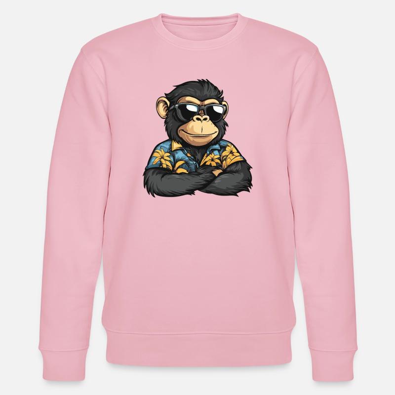 Monkey Comic Vacation - Stanley/Stella CHANGER Unisex Organic Sweatshirt - cotton pink