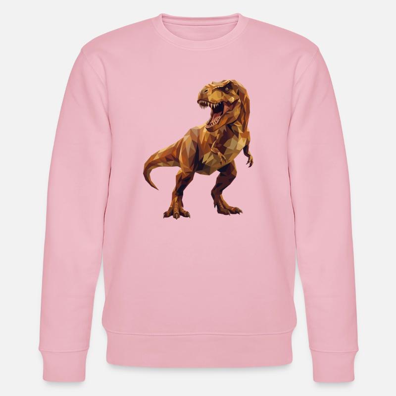 Geometrische T-Rex-Dinosaurier-Low-Poly-Erdtöne - Stanley/Stella Unisex Bio-Sweatshirt CHANGER  - Hellrosa