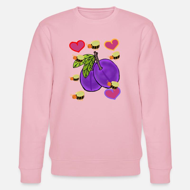 Pflaume  Pflaumen mit Bienchen-Herzen - Stanley/Stella Unisex Bio-Sweatshirt CHANGER  - Hellrosa