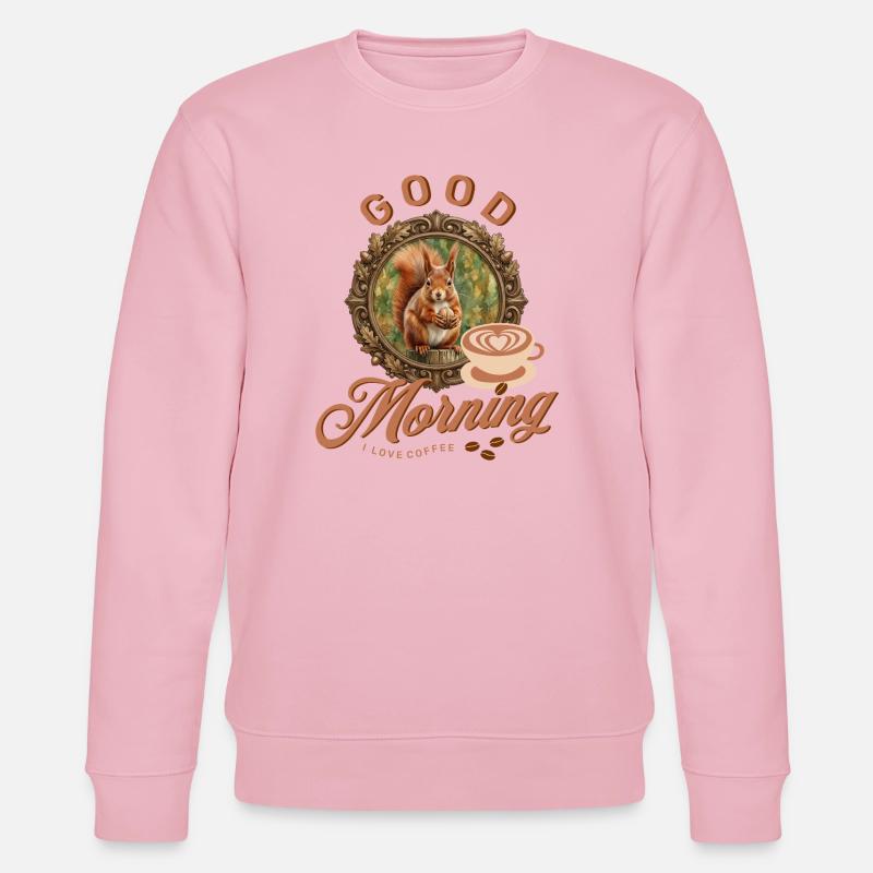 Morgenkaffee mit Eichhörnchen - Stanley/Stella Unisex Bio-Sweatshirt CHANGER  - Hellrosa