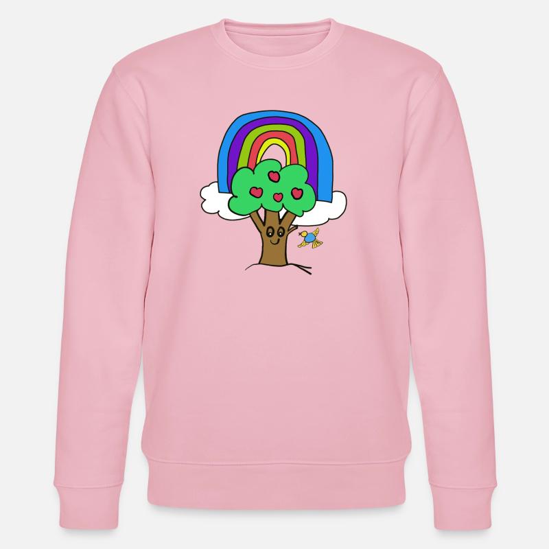 Baum Regenbogen Kind Vogel Märchen - Stanley/Stella Unisex Bio-Sweatshirt CHANGER  - Hellrosa