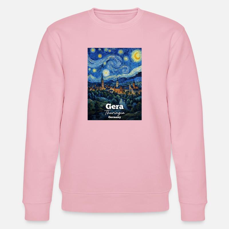 Gera Thuringia Germany Starry Night - Stanley/Stella CHANGER Unisex Organic Sweatshirt - cotton pink