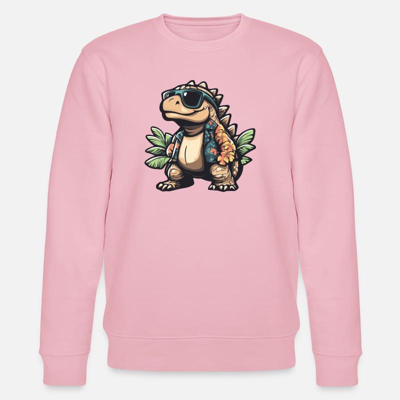 Dinosaurier stegosaurus Comic Urlaub - Stanley/Stella Unisex Bio-Sweatshirt CHANGER  - Hellrosa