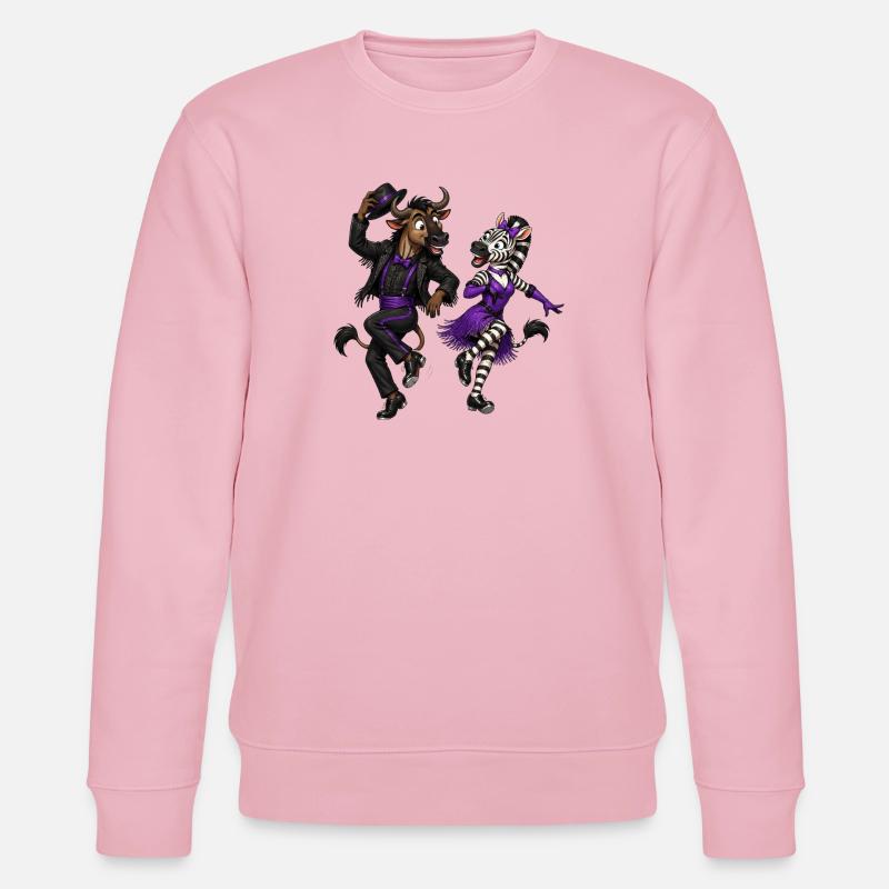 Gnu und Zebra im glamourösen Stepptanz - Stanley/Stella Unisex Bio-Sweatshirt CHANGER - Hellrosa