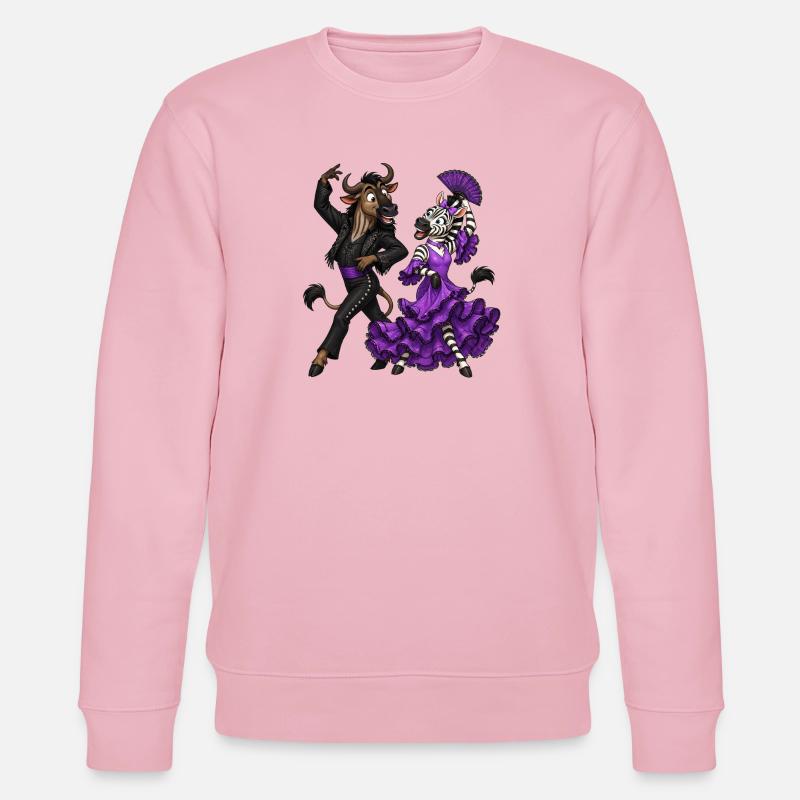 Gnu und Zebra im temperamentvollen Flamenco - Stanley/Stella Unisex Bio-Sweatshirt CHANGER  - Hellrosa