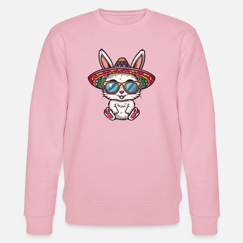 Hase Comic Lustig Sombrero - Stanley/Stella Unisex Bio-Sweatshirt CHANGER  - Hellrosa