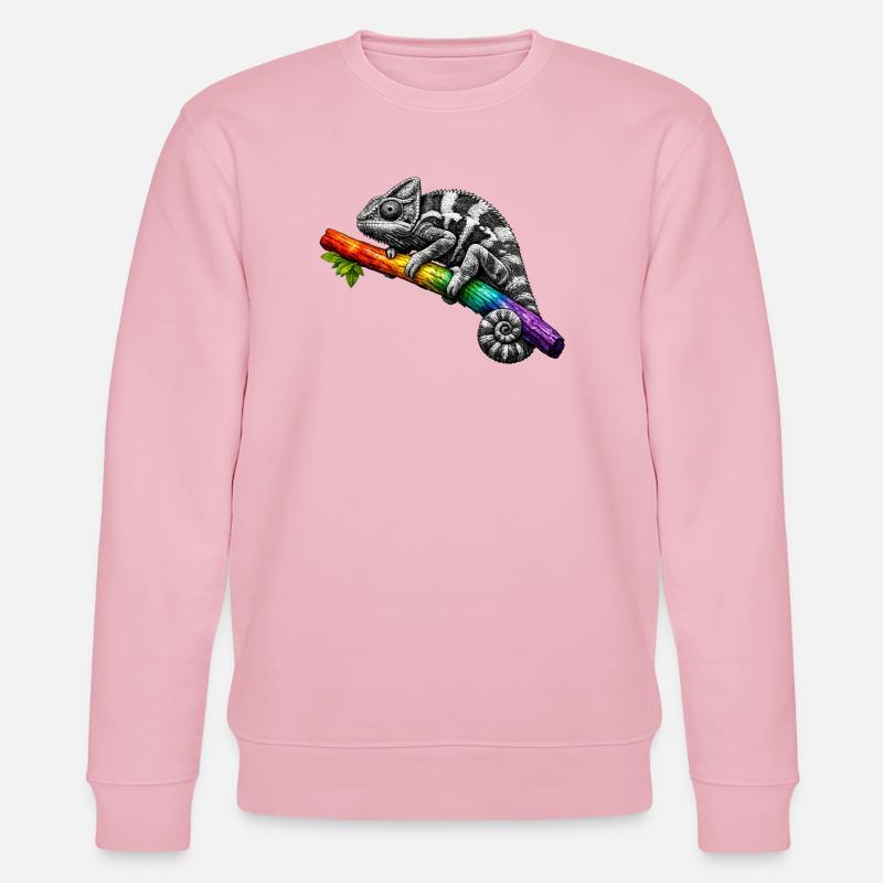 Caméléon arc-en-ciel sur la branche - Sweat bio CHANGER Stanley/Stella Unisexe - rose pâle