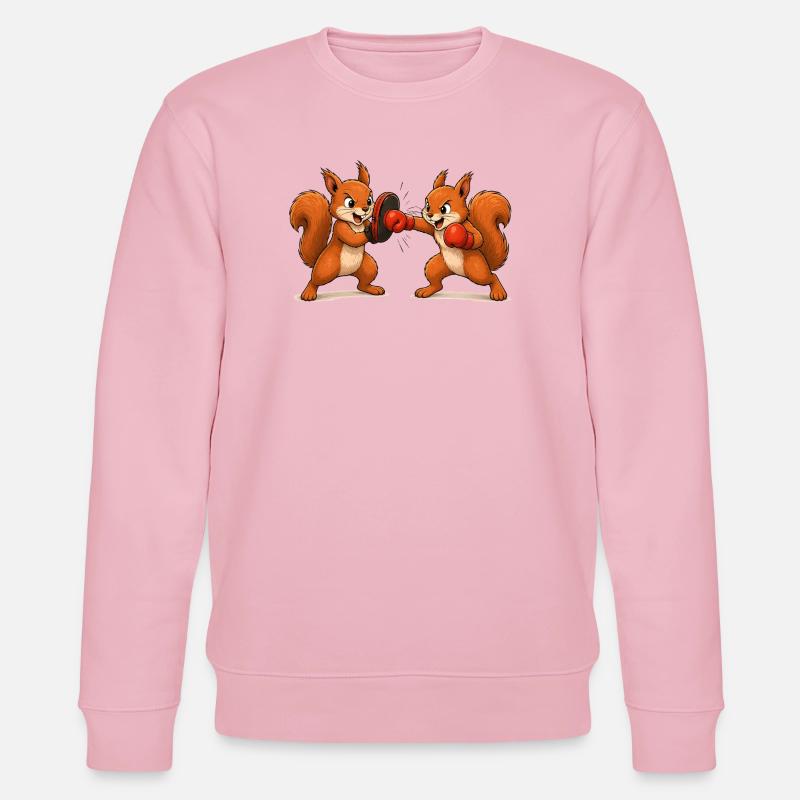 Eichhörnchen Boxtraining Cartoon Motiv  - Stanley/Stella Unisex Bio-Sweatshirt CHANGER  - Hellrosa