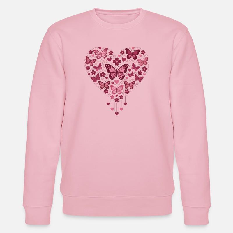 Coeur papillon floraison rose - Sweat bio CHANGER Stanley/Stella Unisexe - rose pâle