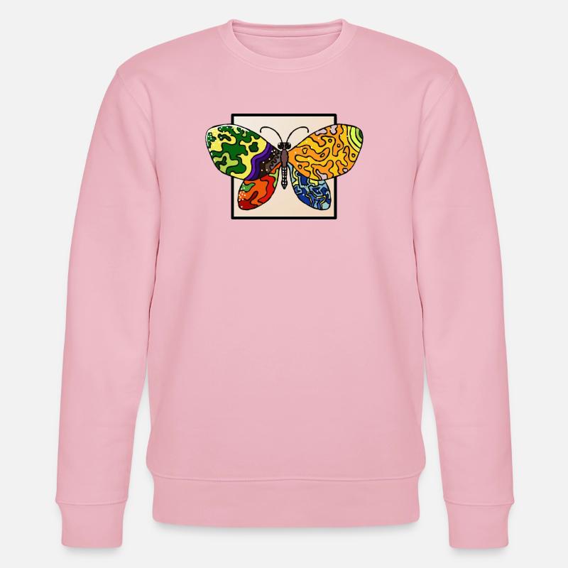 Mehrfarbiger psyedelischer Schmetterling - Stanley/Stella Unisex Bio-Sweatshirt CHANGER  - Hellrosa