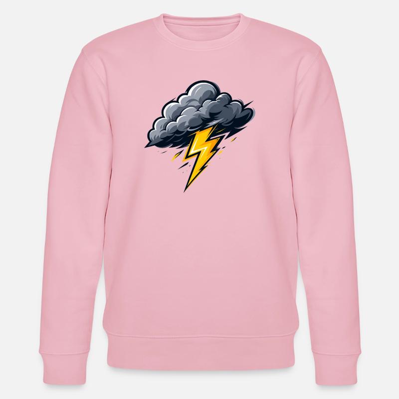 Nuage, Éclairs, Orage, Motif météo - Sweat bio CHANGER Stanley/Stella Unisexe - rose pâle