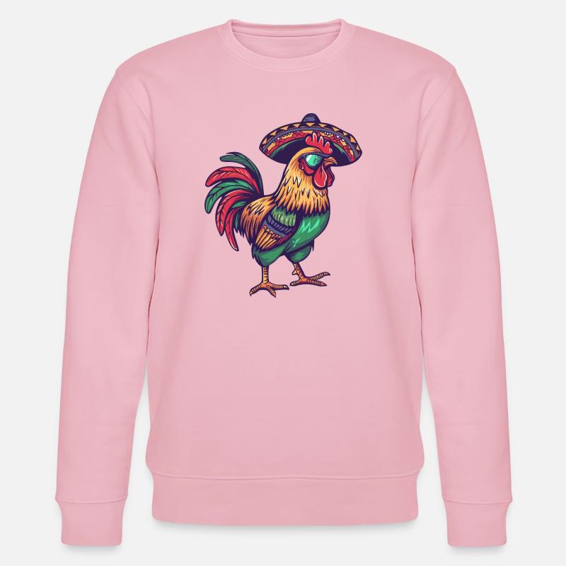 Hahn Comic Lustig Sombrero - Stanley/Stella Unisex Bio-Sweatshirt CHANGER  - Hellrosa