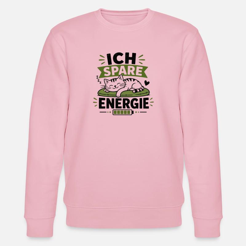 Ich Spare Energie Katze - Stanley/Stella Unisex Bio-Sweatshirt CHANGER  - Hellrosa