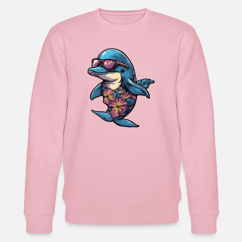 Dolphin Comic Vacation - Stanley/Stella CHANGER Unisex Organic Sweatshirt - cotton pink