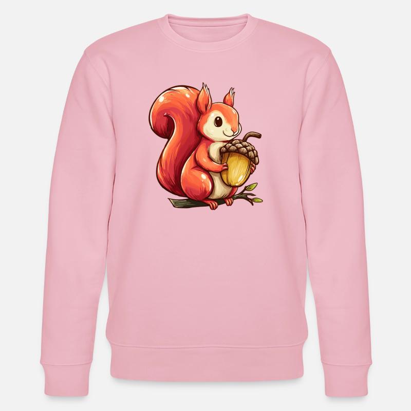 Kuscheliges Eichhörnchen mit Eichel - Stanley/Stella Unisex Bio-Sweatshirt CHANGER  - Hellrosa