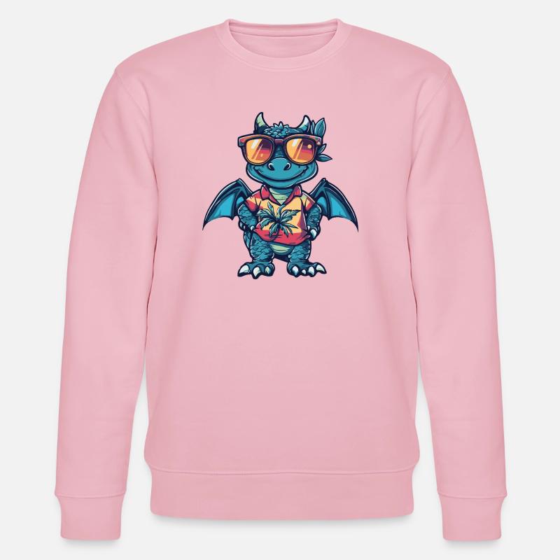 Drache Comic Urlaub - Stanley/Stella Unisex Bio-Sweatshirt CHANGER  - Hellrosa