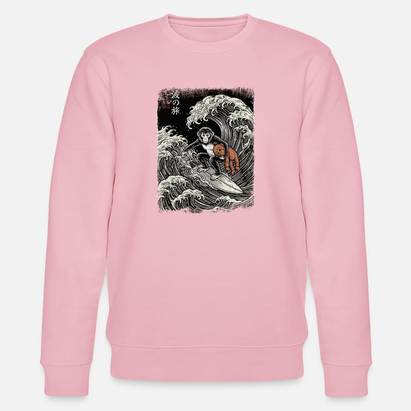 Ukiyo-e Baby Monkey Punch - Stanley/Stella Unisex Bio-Sweatshirt CHANGER  - Hellrosa