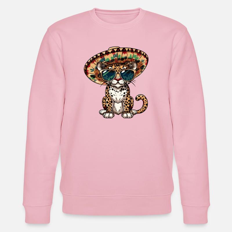 Leopard Comic Funny Sombrero - Stanley/Stella CHANGER Unisex Organic Sweatshirt - cotton pink