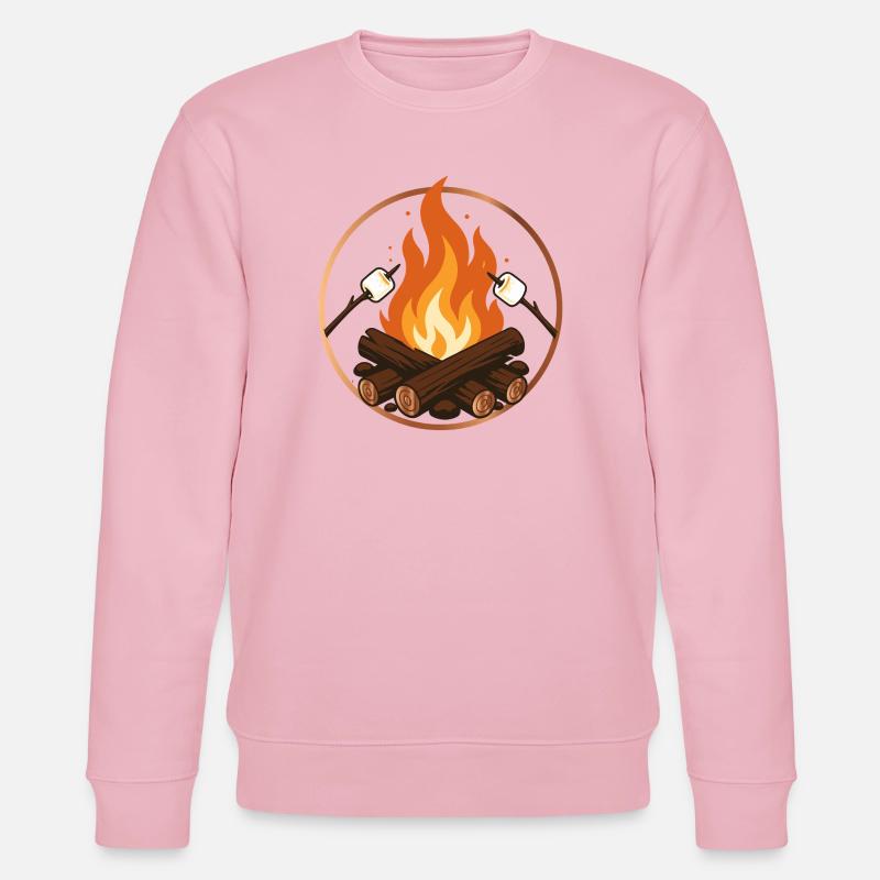 Campfire with Marshmallows Camping Motif - Stanley/Stella CHANGER Unisex Organic Sweatshirt - cotton pink