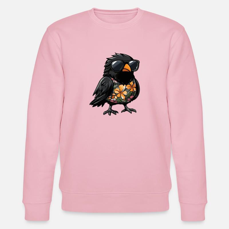 Rabe Krähe Comic Urlaub - Stanley/Stella Unisex Bio-Sweatshirt CHANGER  - Hellrosa