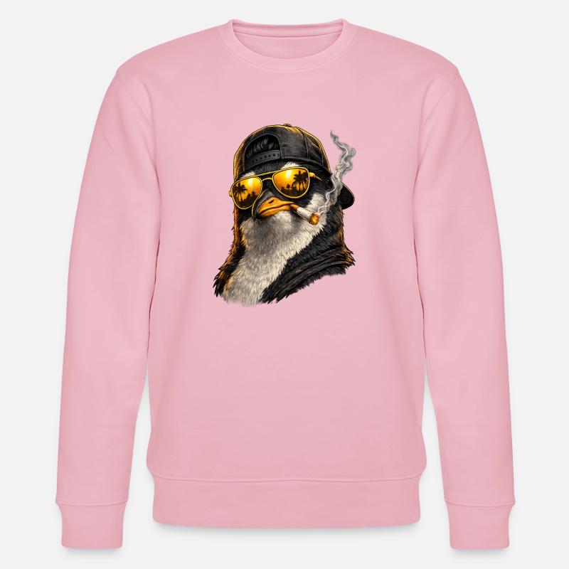 Sun penguin with palm tree reflection - Stanley/Stella CHANGER Unisex Organic Sweatshirt - cotton pink
