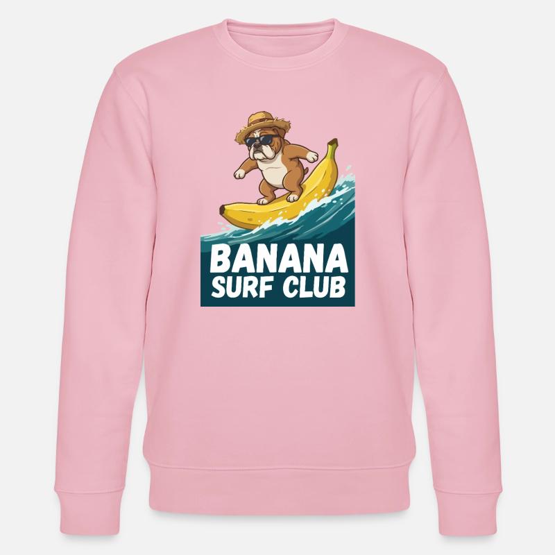 Bouledogue Surf Banane - Sweat bio CHANGER Stanley/Stella Unisexe - rose pâle