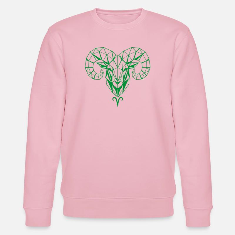 Tête de bélier géométrique verte - Sweat bio CHANGER Stanley/Stella Unisexe - rose pâle