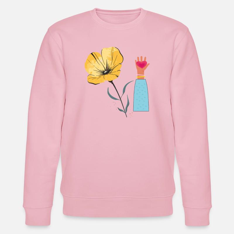 Blume Hand Herz  - Stanley/Stella Unisex Bio-Sweatshirt CHANGER  - Hellrosa