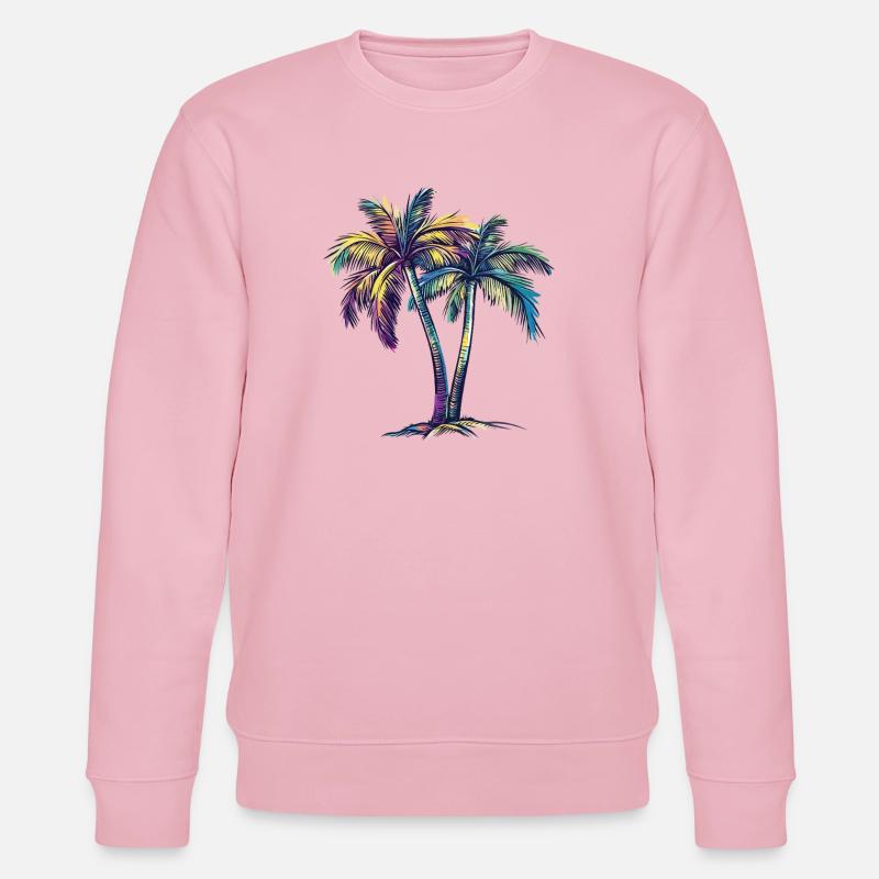 Rainbow Palm Trees Tropical Dream - Stanley/Stella CHANGER Unisex Organic Sweatshirt - cotton pink