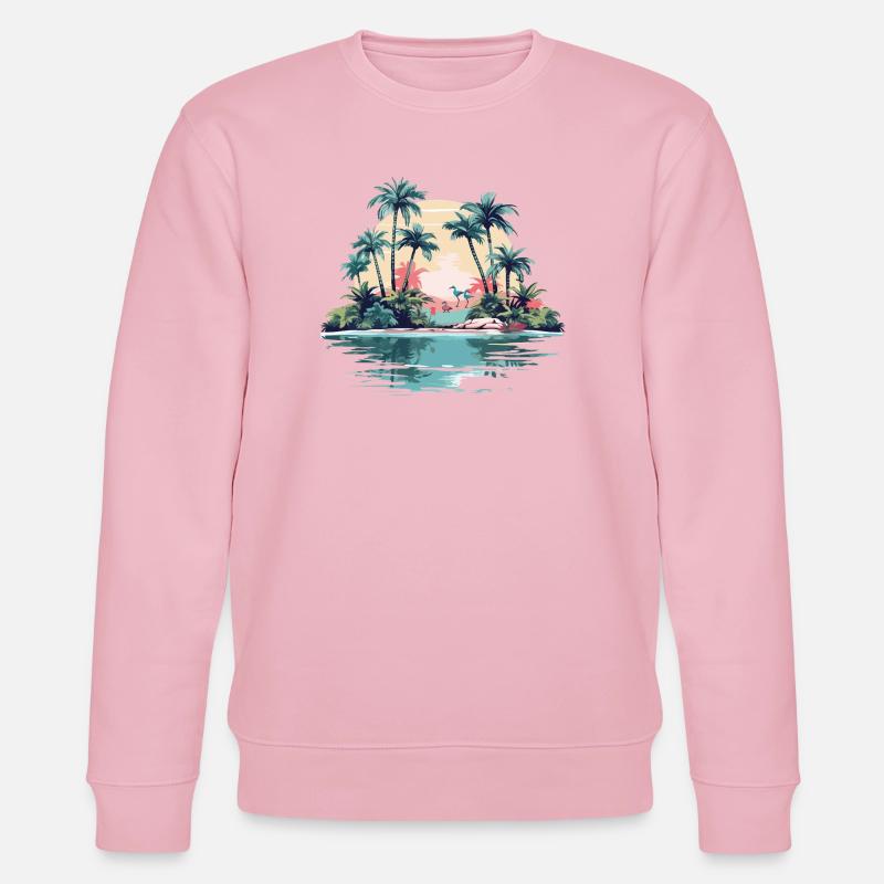 Île tropicale au coucher du soleil - Sweat bio CHANGER Stanley/Stella Unisexe - rose pâle