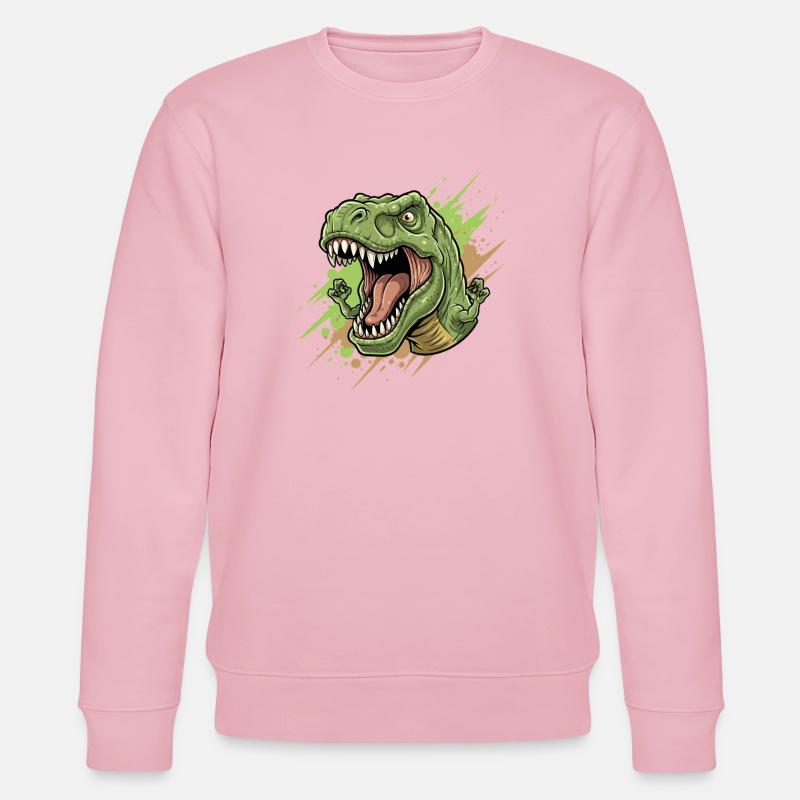 Wütender T Rex mit Farbschwall - Stanley/Stella Unisex Bio-Sweatshirt CHANGER - Hellrosa