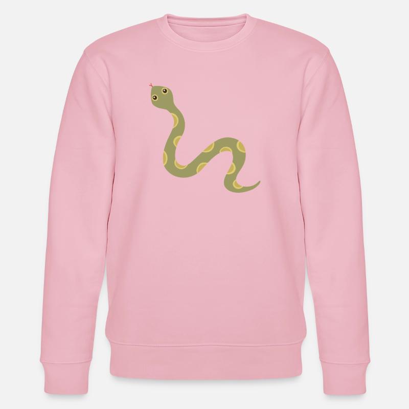 Olive Patterned Snake Illustration - Stanley/Stella CHANGER Unisex Organic Sweatshirt - cotton pink