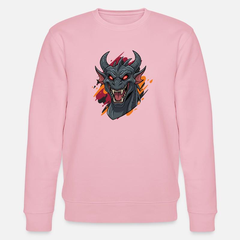 Drachenkopf mit Feuerakzenten - Stanley/Stella Unisex Bio-Sweatshirt CHANGER  - Hellrosa