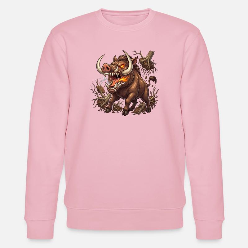 Feuersturm-Wildschwein - Stanley/Stella Unisex Bio-Sweatshirt CHANGER - Hellrosa