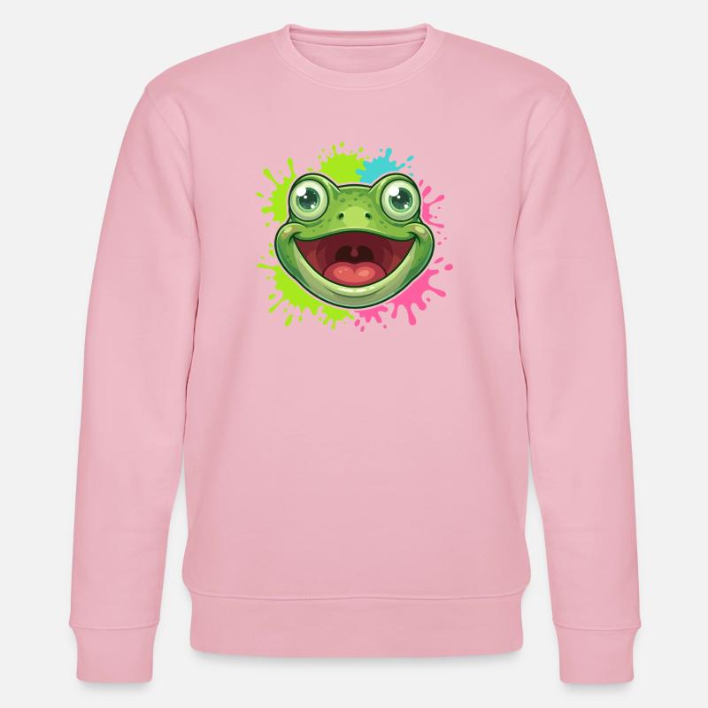 Cheerful Frog Splash - Stanley/Stella CHANGER Unisex Organic Sweatshirt - cotton pink