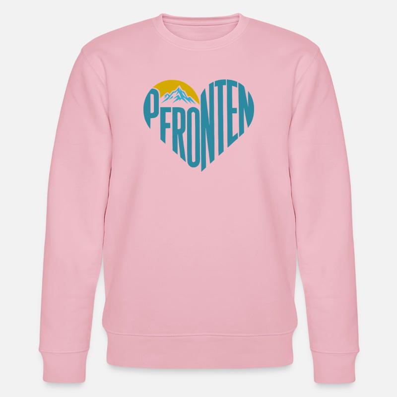 Pfronten Bergsilhouette Herz-Typografie - Stanley/Stella Unisex Bio-Sweatshirt CHANGER - Hellrosa