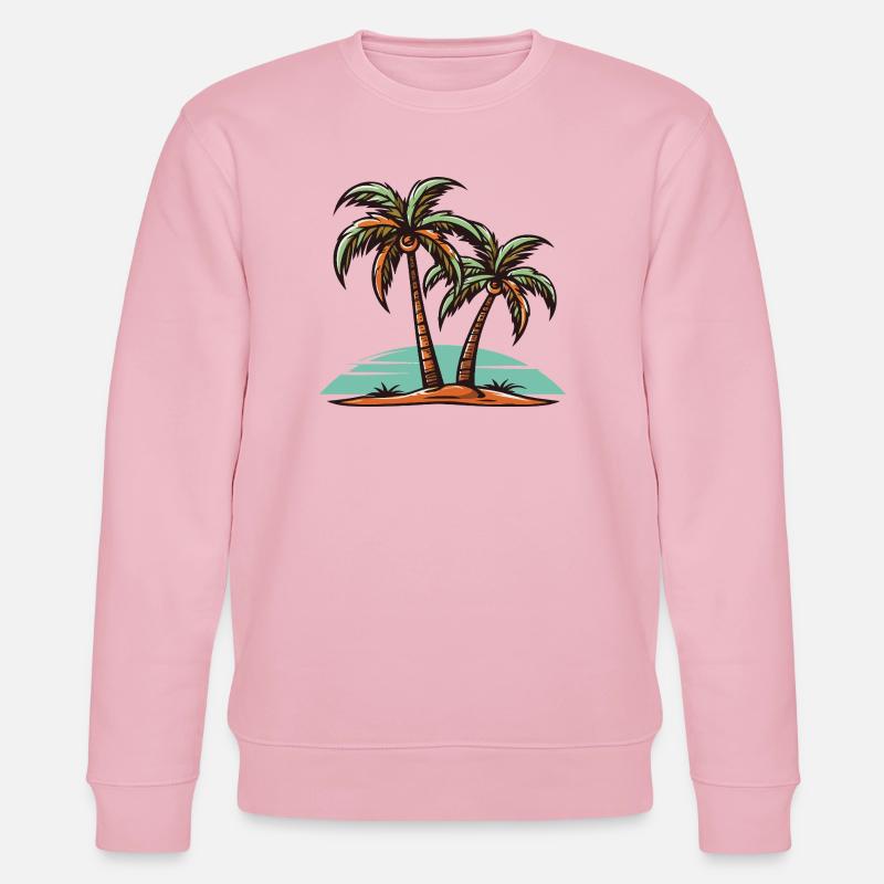 Palmen Insel Urlaub - Stanley/Stella Unisex Bio-Sweatshirt CHANGER  - Hellrosa
