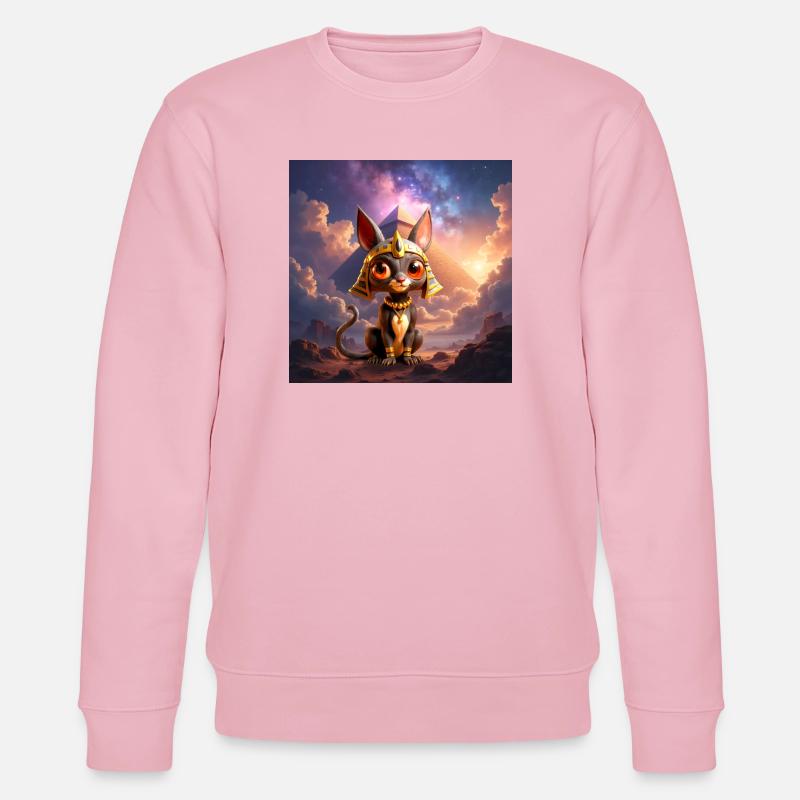 Pharao-Katze vor der Pyramide - Stanley/Stella Unisex Bio-Sweatshirt CHANGER  - Hellrosa