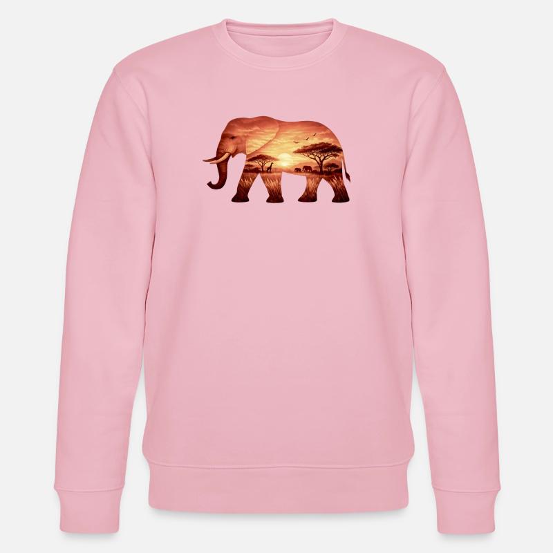 Elefant auf Savanne - Stanley/Stella Unisex Bio-Sweatshirt CHANGER  - Hellrosa