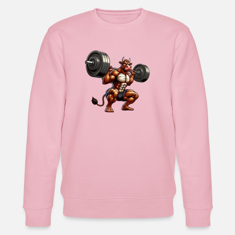 Kraftvolle Kuh Bulle Bison Fitnesstraining - Stanley/Stella Unisex Bio-Sweatshirt CHANGER  - Hellrosa