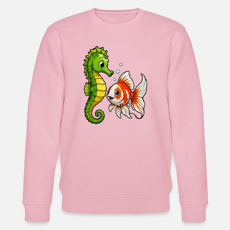 Poisson rouge hippocampe des Amis sous-marins - Sweat bio CHANGER Stanley/Stella Unisexe - rose pâle