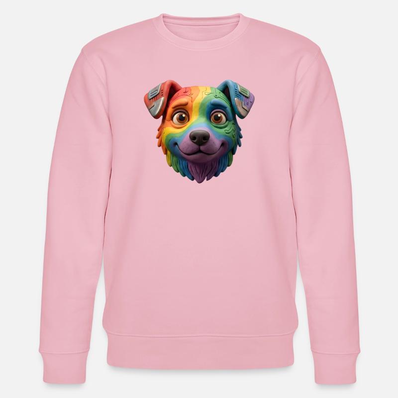 Niedliches 3D-Lehm-Regenbogen-Cyborg-Hundegesicht - Stanley/Stella Unisex Bio-Sweatshirt CHANGER  - Hellrosa