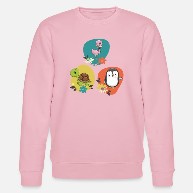 Flamingo Turtle Penguin - Stanley/Stella CHANGER Unisex Organic Sweatshirt - cotton pink