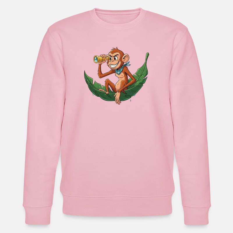 Abenteueraffe mit Fernrohr - Stanley/Stella Unisex Bio-Sweatshirt CHANGER - Hellrosa