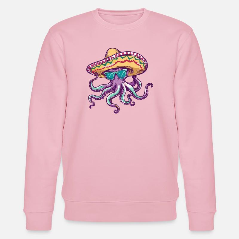 Octopus Funny Sombrero - Stanley/Stella CHANGER Unisex Organic Sweatshirt - cotton pink