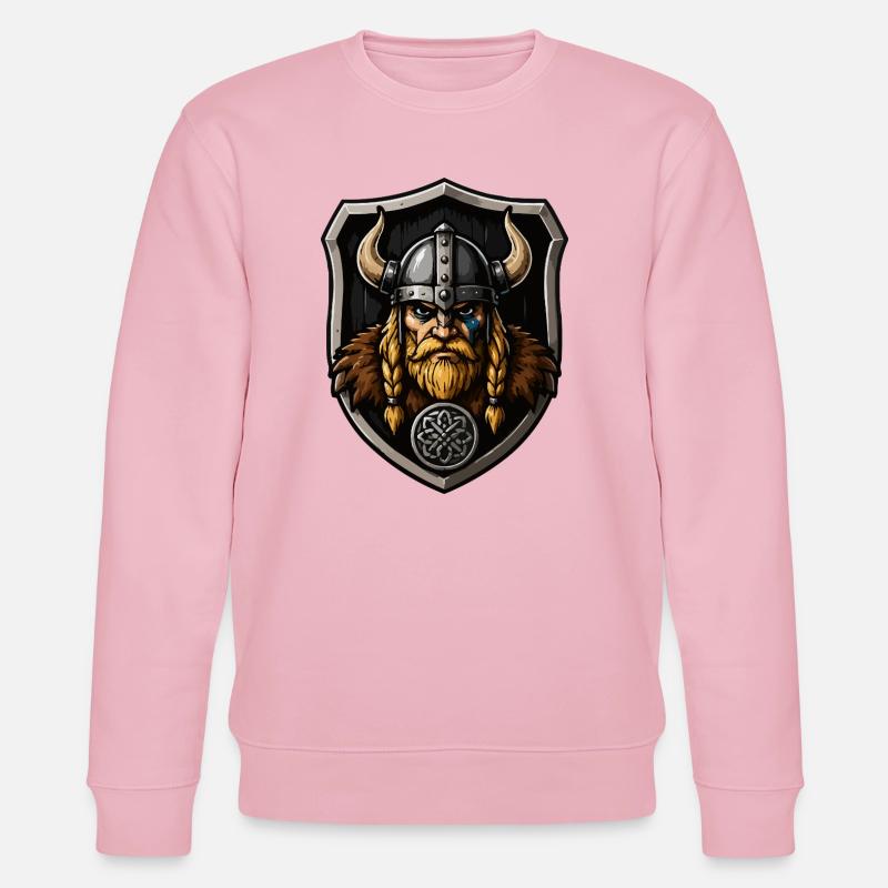 Viking Warrior with Shield - Stanley/Stella CHANGER Unisex Organic Sweatshirt - cotton pink